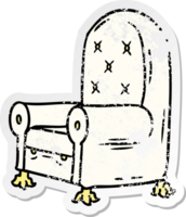 hand drawn distressed sticker cartoon doodle of a blue arm chair png