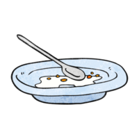 hand textured cartoon empty cereal bowl png