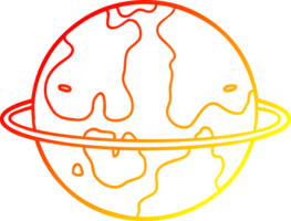 warm gradient line drawing of a cartoon alien planet png