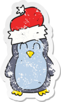 retro distressed sticker of a cartoon penguin png
