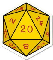 sticker of a natural 20 D20 dice roll png