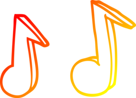 warm gradient line drawing of a cartoon musical notes png