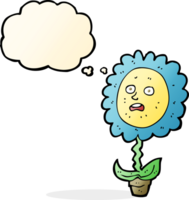 karikaturblume mit gesicht mit gedankenblase png