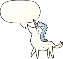 cartoon unicorn with speech bubble in smooth gradient style png