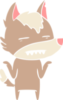 flat color style cartoon wolf showing teeth png