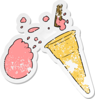 distressed sticker of a cartoon ice cream png