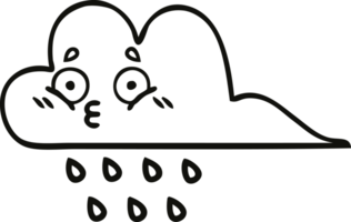 line drawing cartoon of a rain cloud png