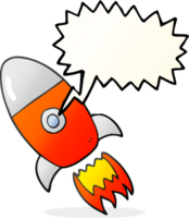 hand drawn speech bubble cartoon flying rocket png