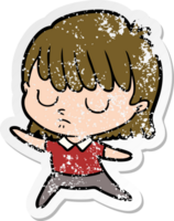 distressed sticker of a cartoon woman png