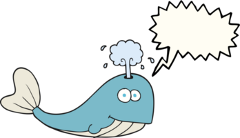 hand drawn speech bubble cartoon whale spouting water png