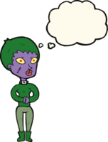 cartoon zombie girl with thought bubble png