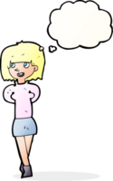 cartoon happy woman with thought bubble png