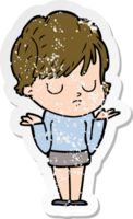 distressed sticker of a cartoon woman png