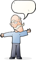 cartoon old man spreading arms wide with speech bubble png