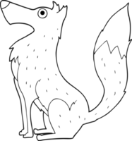 hand drawn black and white cartoon wolf png