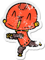 distressed sticker of a cartoon robot png