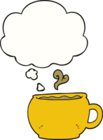 cartone animato caffè tazza con pensato bolla png