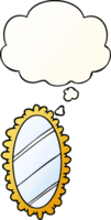 cartoon mirror with thought bubble in smooth gradient style png