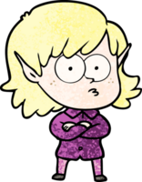 Cartoon-Elf-Mädchen starrt png