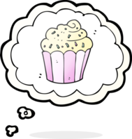 Hand gezeichnet habe gedacht Blase Karikatur Cupcake png