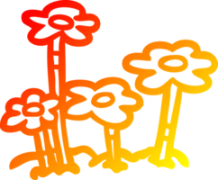 warm gradient line drawing of a Cartoon flowers png