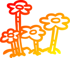 caldo pendenza linea disegno di un' cartone animato fiori png