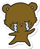 sticker of a crying cartoon bear png