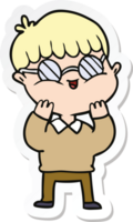 sticker of a cartoon boy wearing spectacles png