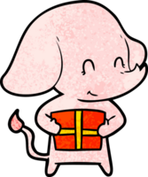 süßer Cartoon-Elefant mit Geschenk png