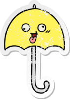 vinheta angustiada de um guarda-chuva de desenho animado fofo png