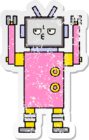 pegatina angustiada de un lindo robot de dibujos animados png