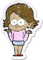 pegatina angustiada de una niña feliz de dibujos animados png