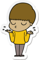 sticker of a cartoon calm boy png