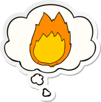 cartoon flames with thought bubble as a printed sticker png