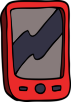 cartoon doodle of a red mobile phone png