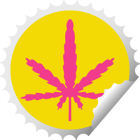 circular peeling sticker quirky cartoon marijuana png