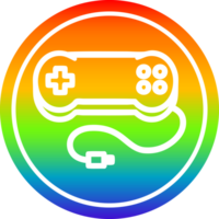 consolle gioco controllore circolare icona con arcobaleno pendenza finire png