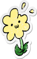 distressed sticker of a cartoon flower png