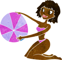 cartoon bikini meisje met strandbal png