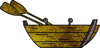 main tiré texturé dessin animé griffonnage de une en bois rangée bateau png