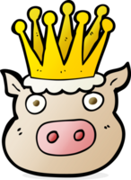 main tiré dessin animé couronné porc png