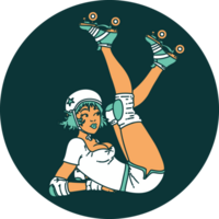 tatouage dans le style traditionnel d'une pin-up roller derby girl png
