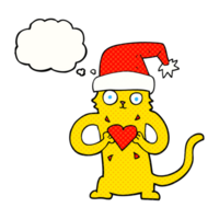 main tiré pensée bulle dessin animé chat aimant Noël png