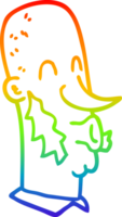 rainbow gradient line drawing of a cartoon man with side burns png
