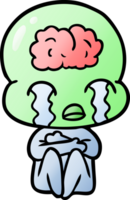 cartoon big brain alien crying png