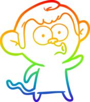 rainbow gradient line drawing of a cartoon hooting monkey png