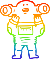 rainbow gradient line drawing of a friendly cartoon alien png