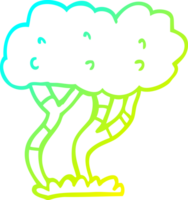 cold gradient line drawing of a cartoon tree png