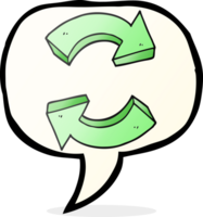 hand drawn speech bubble cartoon recycling arrows png