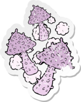 retro distressed sticker of a cartoon weird mushrooms png